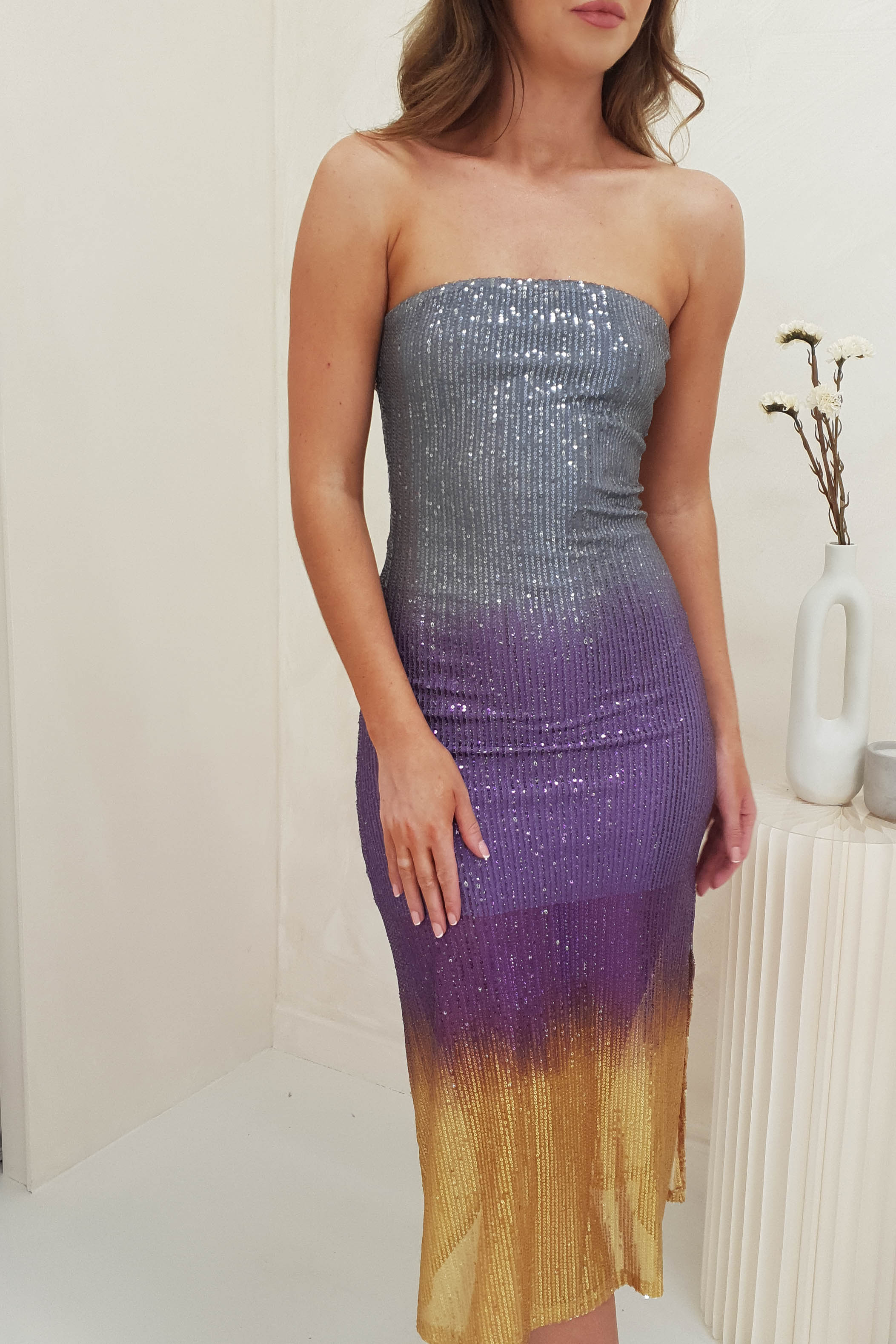 Vestido Neva Degradê de Cinza